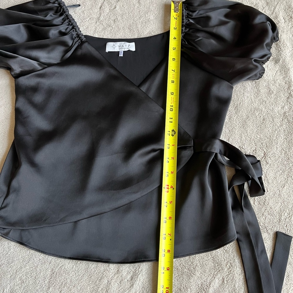 WAYF Faux Wrap Puff Sleeve Blouse - Picture 10 of 11